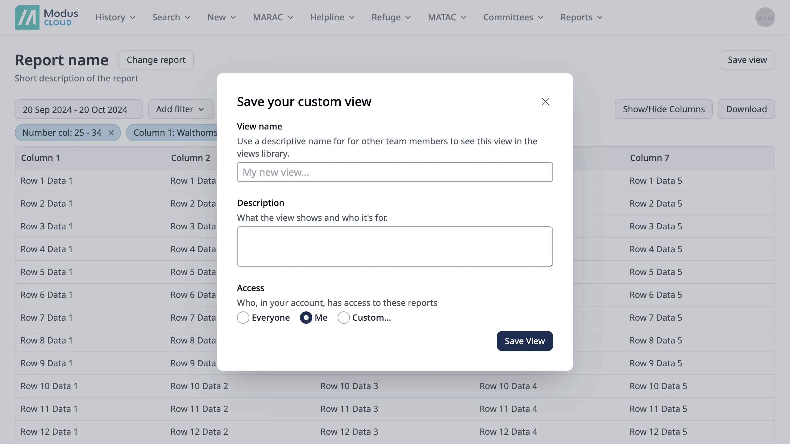 Dialog presenting the options to save the report Dialog presenting the options to save the report