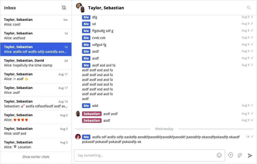 A chat UI with a compact theme